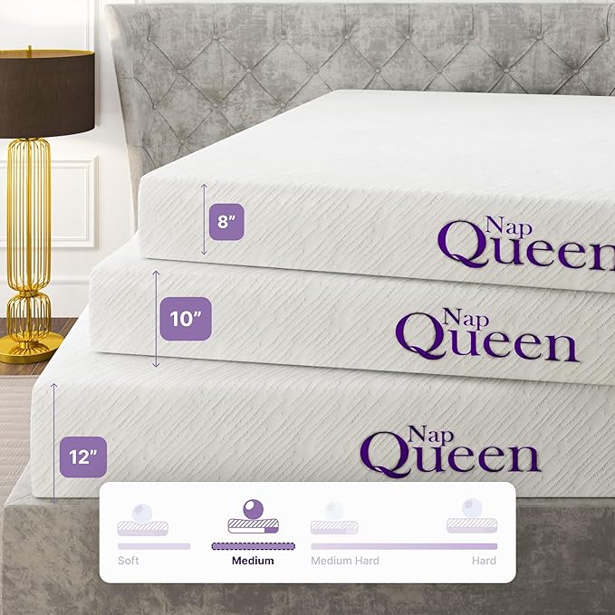 NapQueen Twin Mattress, 14 Inch Elizabeth Cooling Gel Memory Foam Mattress, Twin Bed Mattress in a Box, CertiPUR-US Certified, Medium Firm, Breathable Soft Fabric Cover