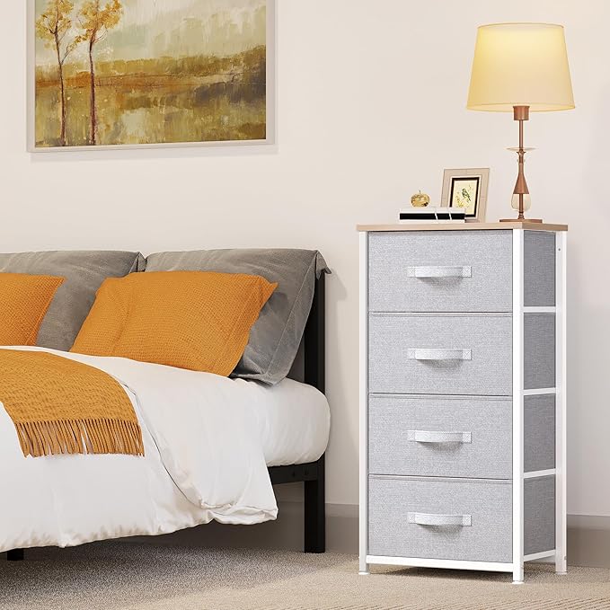 YITAHOME Dresser with 4 Drawers - Fabric Storage Tower, Organizer Unit for Bedroom, Living Room, Hallway, Closets - Sturdy Steel Frame