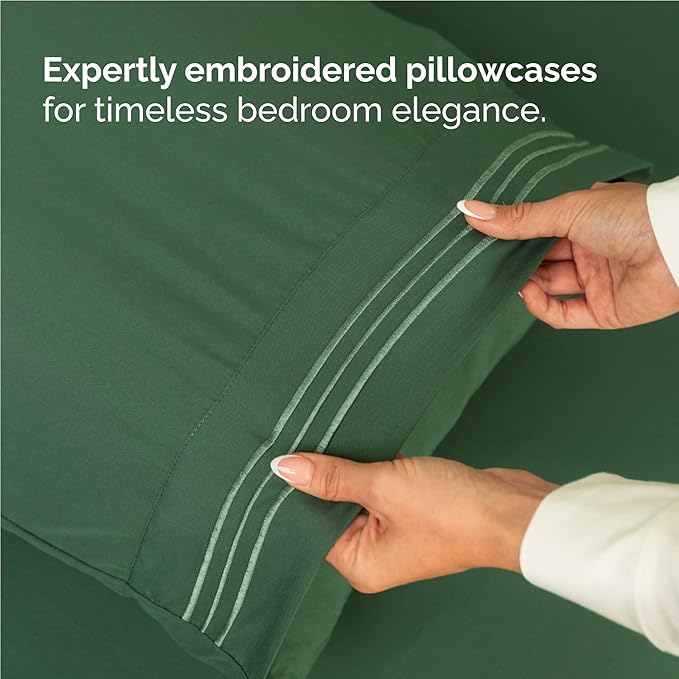 Full Size 4 Piece Sheet Set - Comfy Breathable & Cooling Bed Sheets Set - Hotel Luxury Bedding for Women, Men, Kids, Teens, Boys & Girls - Deep Pockets, Soft, Wrinkle Free - Oeko-Tex - Emerald Green