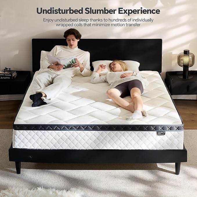 Full Size Mattress 10 Inch, Pocket Spring & Memory Foam Hybrid Mattress with 3D Breathable Knitting Fabric