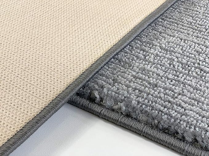 Custom Cut Non-Slip Hallway Runner Rug – 31" Wide, Modern Stripe Grey, 8 Ft Long