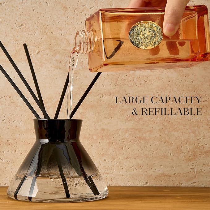 M&SENSE 6.3 oz Large Reed Diffuser Set | Linen Breeze Scent Oil Diffuser with Sticks | Hotel Collection Non-Toxic Essential Oil |for Bedroom Bathroom Living Room