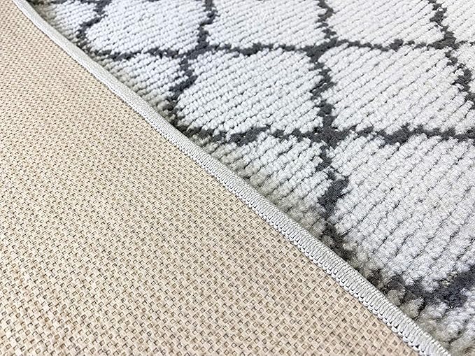 Custom Size Modern Runner Rug Carpet for Hallway Entryway Foyer Kitchen, Slip Resistant Latex Rubber Backed 31 inch Wide X Customized Length, Trellis Grey, 31 inch X 28 feet