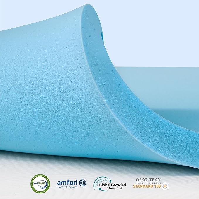 Subrtex Mattress Topper, Memory Foam Mattress Topper, Gel-Infused Memory Foam Topper for College and Dorm, Breathable Bed Toppers (4 Inch, Twin XL)