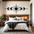 Hfrolixit Moon Phase Metal Wall Decor, Boho Moon Metal Wall Art, Celestial Wall Decor, Scandinavian Natural Wall Art, Astrology Wall Hanging (Black, 30"x12"/76x31cm)