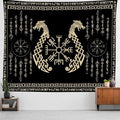 OSUNBD Nordic Vikings Tapestry, Large 10090 inches Soft Flannel, Vegvsir Symbol Twins Dragons Celtic Rune Scandinavian Aesthetic Mythology Tapestry Wall Hanging for Bedroom Living Room Decor