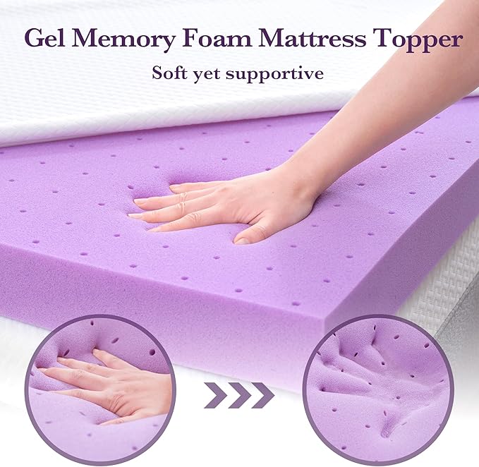 SINWEEK 3 Inch Gel Memory Foam Mattress Topper with Cooling Cover Ventilated Soft Mattress Pad, Bed Topper, CertiPUR-US Certified, Twin XL Size