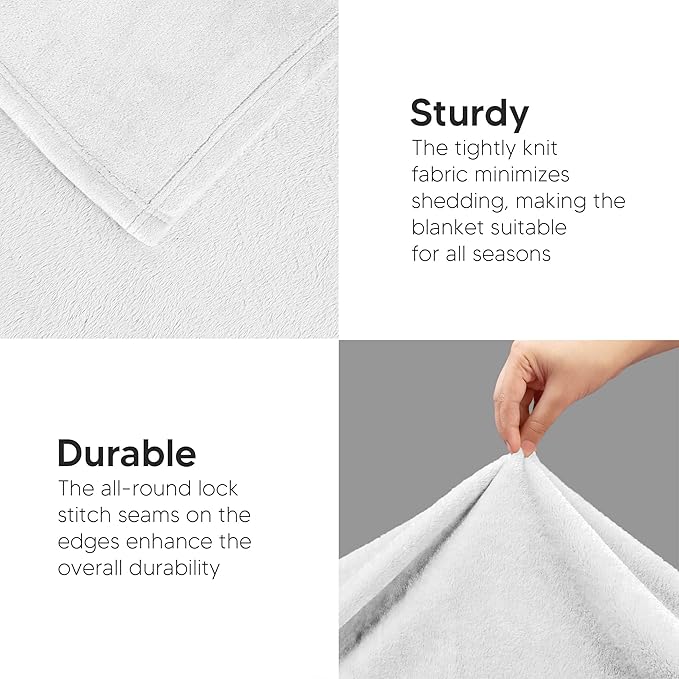 Utopia Bedding Fleece Blanket Queen Size White 300GSM Luxury Anti-Static Fuzzy Soft Microfiber Bed Blanket (90x90 Inch)