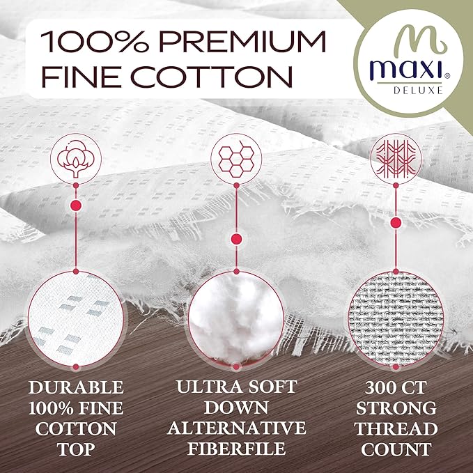 MAXI Crib Size (28 X52) Mattress Pad - Luxurious Cotton Sateen Mattress Protector - Soft and Breatheable Mattress Cover - Mattress Pad Protects Mattress from Dust, Dirt, Spills, and Stains.