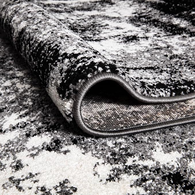Keen Home Design Area Rugs - 2x16 Non-Shedding, Abstract Rugs for Kitchen, Living Room, Bedroom, Dining Room, Entryway - Size: 2'8" x 16', Abstract Black