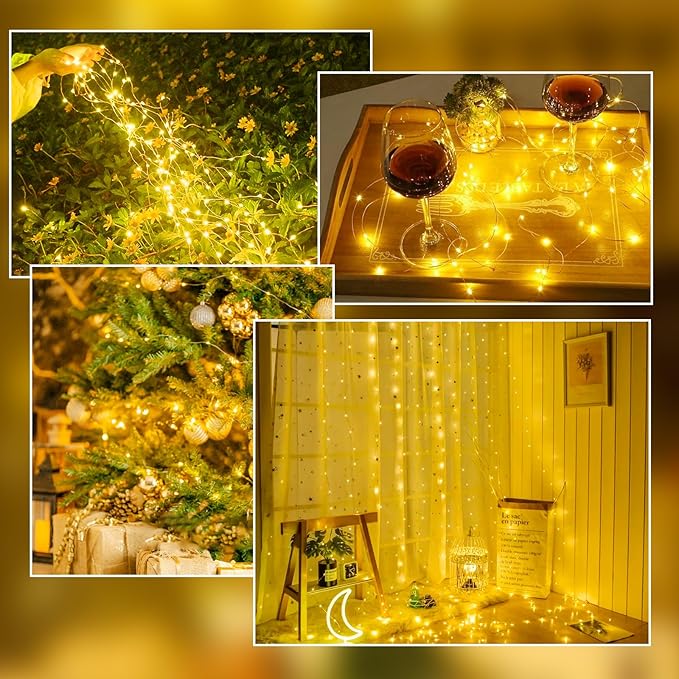 1-Pack Fairy Lights Battery Operated with Timer, Waterproof 16FT 50 LED String Lights Indoor Outdoor, Cuttable Starry Fairy Lights for Christmas Home Bedroom Wedding DIY Centerpiece Decor (Warm White)