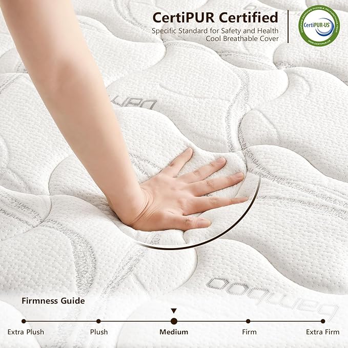 Queen Mattress 12 Inch Hybrid Mattress Queen in a Box with Bamboo Cover - Memory Foam Mattress with Strong Support and Motion Isolation - Medium Firm Mattress with Pocket Springs