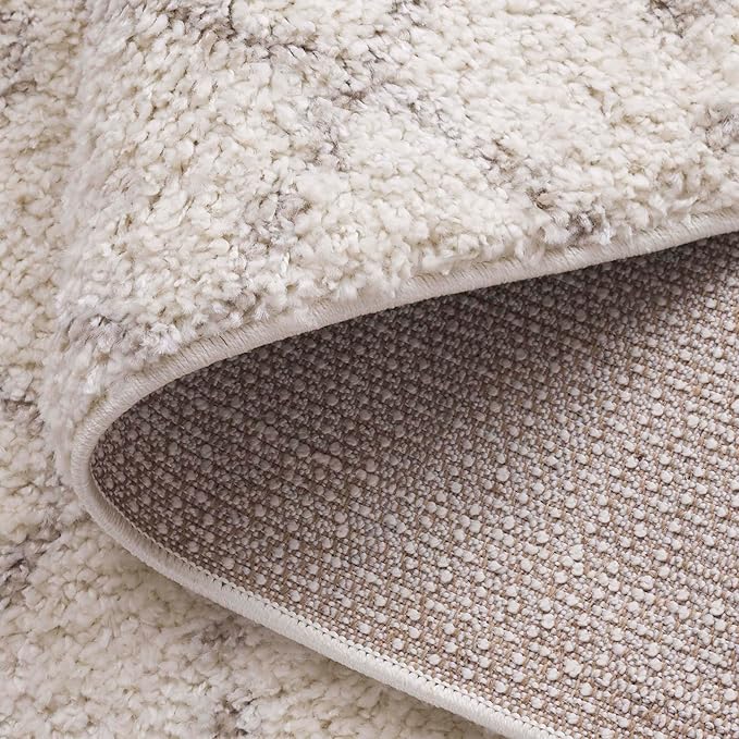 SAFAVIEH Area Rug 8x10 - Arizona Shag Collection - Large - Ivory & Beige, Moroccan Design, Non-Shedding & Easy Cleaning, Ultra Plush Thick Pile, Ideal for Living Room, Bedroom, Dining Space (ASG741A)