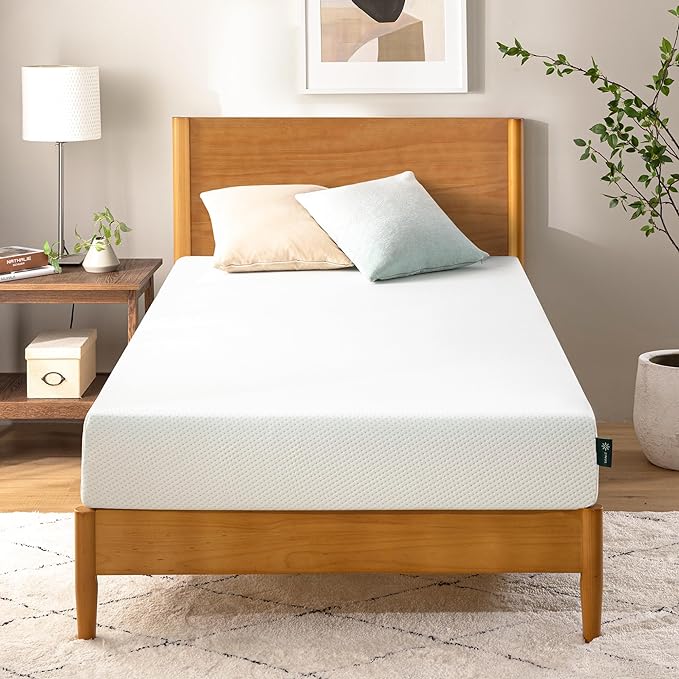 ZINUS 6 Inch Twin Green Tea Memory Foam Mattress [New Version], Fiberglass free, Medium Firm Feel, Zoned Pressure Relief, Certified Safe Foams & Fabric, Mattress in A Box