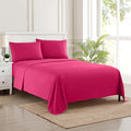 Sweet Home Collection King Size Sheet Set with Built-in Sheet Straps - Deep Pocket Fitted Sheet, Flat Sheet & Pillowcases - Soft, Wrinkle-Free, Secure Fit - Fuschia