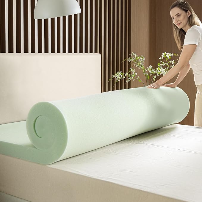 ZINUS 4 Inch Green Tea Memory Foam Mattress Topper, Smaller, More Convenient WonderBox Packaging, Pressure-Relieving Layers, CertiPUR-US Certified, Queen