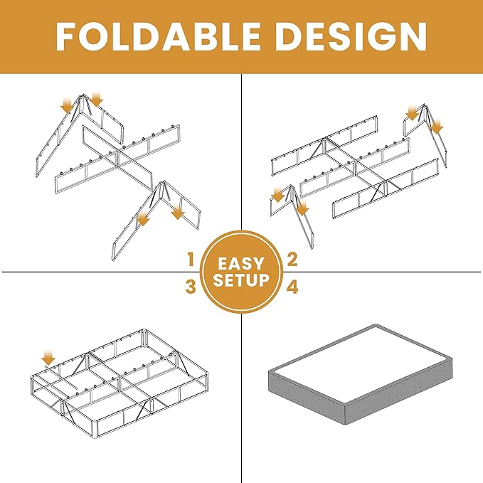 MAF Box Springs King Size 10 Inch, High Profile King Box Spring 3500 lbs Black Heavy Duty Metal Mattress Foundation with Easy Clean Fabric Cover, Easy Assembly