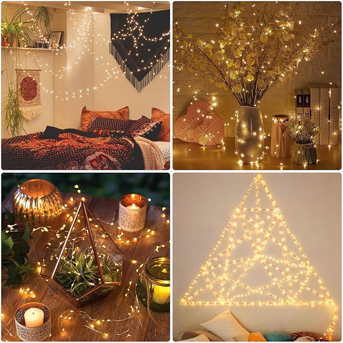 MUMUXI 20 Pack 7.2ft Fairy Lights Battery Operated String Lights, Mini LED Battery Powered Twinkle LEDs, Waterproof Copper Wire Firefly Lights for Mason Jars, Warm White
