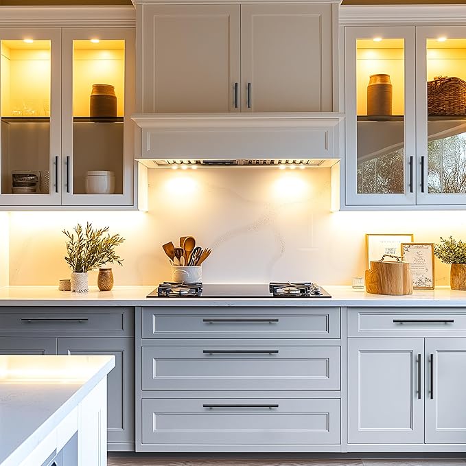 JOY DECOR 45 Pack Cabinet Handles, Black Cabinet Pulls, 10 in Hole Center Kitchen Hardware, Stainless Steel T Bar Handles for Dresser Drawers