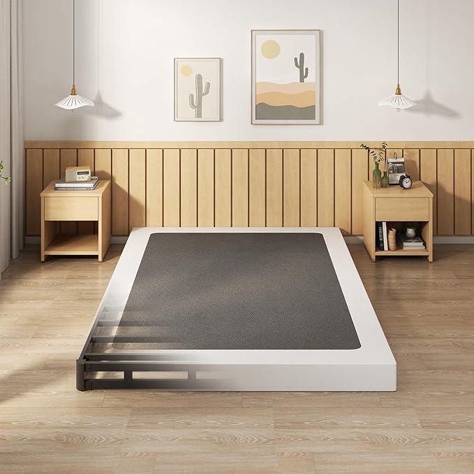EMODA 5 Inch California King Box Spring Bed Base, 3000 LBS Heavy Duty Metal Mattress Foundation with Fabric Cover, Easy Assembly