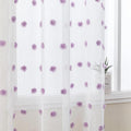 MYSKY HOME 45 Inches Long Kitchen Curtains Small Window Curtains for Bathroom Cafe Bedroom Purple Pom Pom White Semi Sheer Curtains for Nursery Girls Room Rod Pocket 2 Pieces Drapes 52 x 45 inch