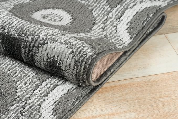 Custom Length Cut to Size Retro Modern Geometric Carpet Runner Rug for Hallways, Non Slip Rubber Backed, 31 inch Wide X Customized Length, Geo Grey, 31 inch X 8 feet