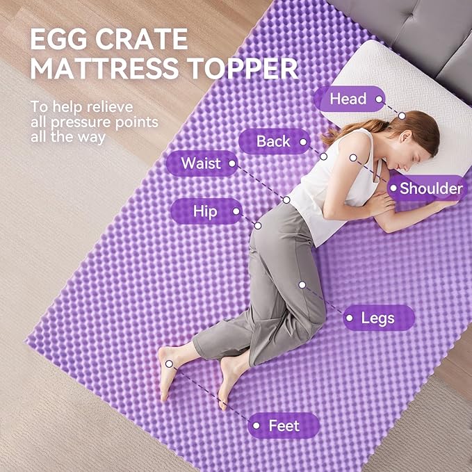 SINWEEK 3 Inch Egg Crate Memory Foam Mattress Topper King Size, Soft Mattress Pad for Back Pain Relief, Bed Topper, CertiPUR-US Certified