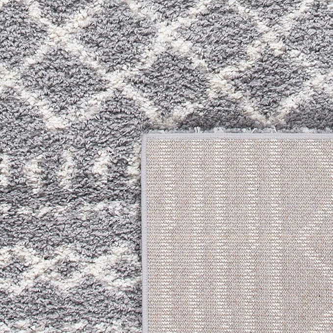 SAFAVIEH Arizona Shag Collection Accent Rug - 4' x 6', Grey & Ivory, Moroccan Design, Non-Shedding & Easy Care, 1.6-inch Thick Ideal for High Traffic Areas in Entryway, Living Room, Bedroom (ASG741G)
