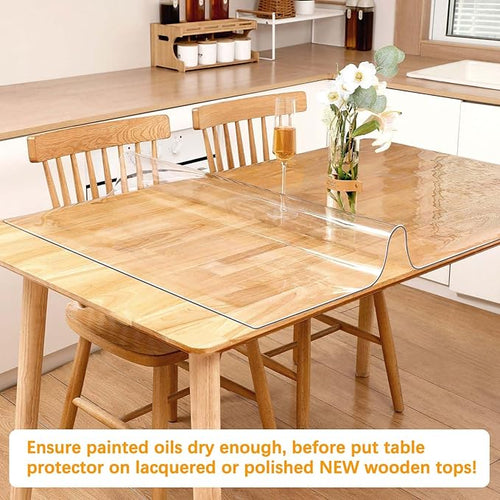 1.5mm Thick 18 x 30'' Clear Plastic Table Protector for Dining Room Waterproof PVC Table Tablecloth Cover Vinyl Desk Pad Mat Wood Furniture Coffee Glass End Hallway Table Top Surface Protection Liner