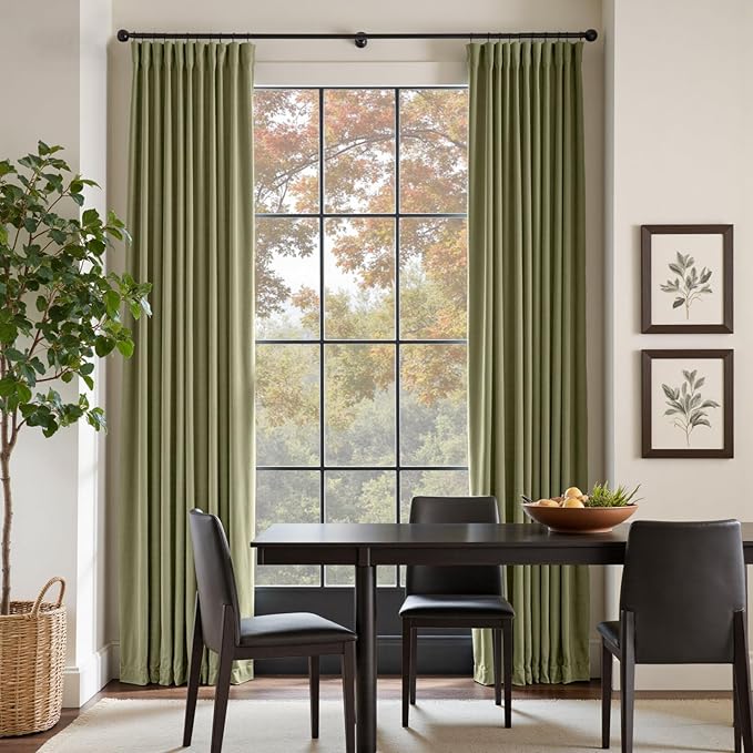 Lazzzy Velvet Blackout Curtains Thermal Insulated Room Window Drapes Super Soft Luxury Curtains for Living Room Bedroom Rod Pocket 2 Panels, Olive Sage, 62" W x 120" L