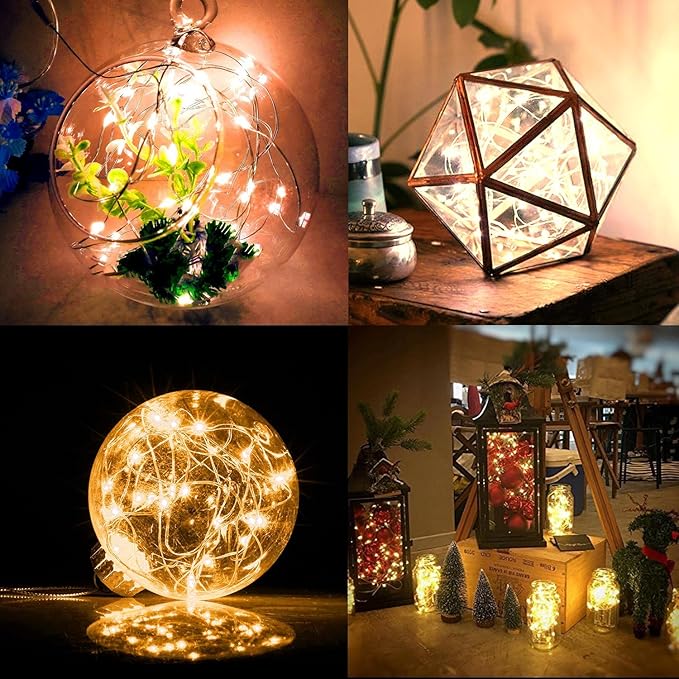 ANJAYLIA 33Ft LED Fairy Lights Battery Operated String Lights 100 LED Firefly Lights Garden Home Bedroom Christmas Party Wedding Festival Decorations, Warm White