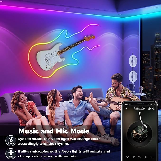 AILBTON 100Ft Neon Rope Lights,Flexible Led Rope Lights Control with App/Remote,Multiple Modes Rope Lights,IP65 Outdoor RGB Led Neons Lights,Music Sync Gaming Led Neon Light Strip for Bedroom Decor