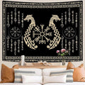OSUNBD Nordic Vikings Tapestry, Small 6051 inches Soft Flannel, Vegvsir Symbol Twins Dragons Celtic Rune Scandinavian Aesthetic Mythology Tapestry Wall Hanging for Bedroom Living Room Decor