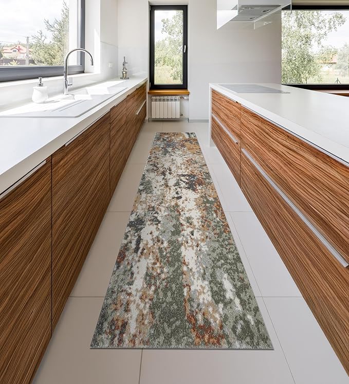 Keen Home Design Area Rugs - 2x20 Non-Shedding, Abstract Rugs for Kitchen, Living Room, Bedroom, Dining Room, Entryway - Size: 2'8" x 20', Multi