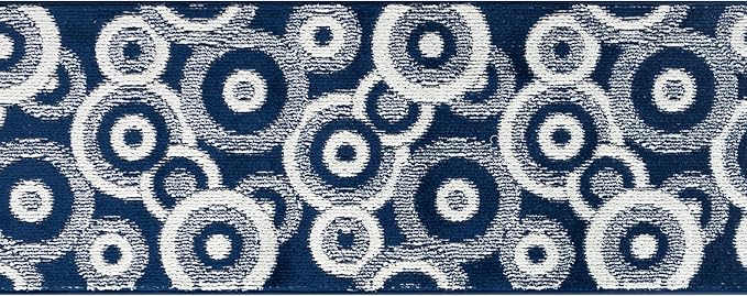 Custom Length Cut to Size Retro Modern Coastal Carpet Runner Rug for Hallways, Non Slip Rubber Backed, 31 inch Wide X Customized Length, Geo Blue, 31 inch X 5 feet