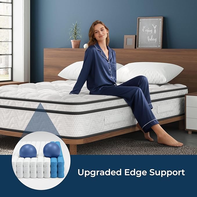 Vesgantti Twin Size Mattress 12 Inch, Fiberglass-Free | Cool Sleep Hybrid Single Mattress in a Box - Memory Foam & Pocket Springs, Ergonomic Design, Pressure Relief, Medium Firm Feel, 39"*75"*12"