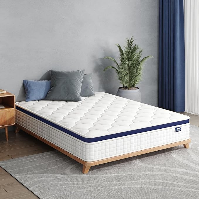 Crystli Queen Size Mattress 12 Inch-Hybrid Mattress Bed in A Box, Medium Firm for All Sleepers, Pressure Pain Relief, Motion Isolation, Fiberglass-Free, Pocket Spring, Strong Edge Support
