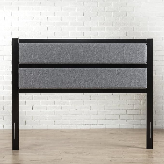 ZINUS Jessica Upholstered Metal Headboard, Easy Assembly, Queen, Grey