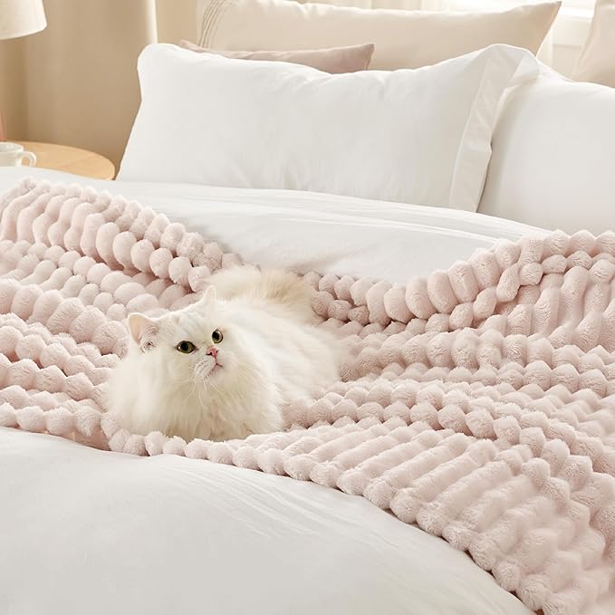 Bedsure GentleSoft Pink Throw Blanket for Couch - Cozy Soft Blankets for Women, Cute Small Fleece Throws for Girls, Pink Halloween Christmas Decor Gifts for Home Room, Crystal Pink, 50x60 Inches