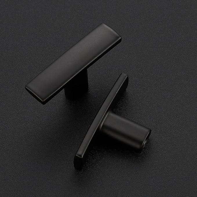 15 Pack Black Cabinet Knobs - Curved Cabinet Pulls Matte Black Knobs for Kitchen Drawer Solid Dresser Pulls for Kitchen Hardware 1-3/4 Inch Length Single Hole
