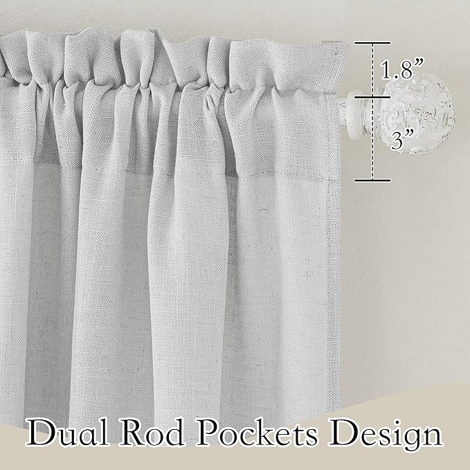RYB HOME Wide Curtains Flax Linen Woven Drapes, Light Filtering Privacy UV Protected Heavy Duty Window Blinds Voile for Backdrop, Wedding, Villa, Sliding Door, W 70" x L 108", 2 Panels, Dove Grey