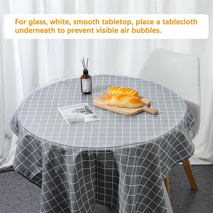 30 Inch Round Clear Dining Table Protector Tablecloth Cover Desk Top Pad Mat for Circle Glass Furniture Coffee End Bed Sofa Side Corner Bistro Beer Bar Pub Night Stand Dinner Table Thick Plastic PVC