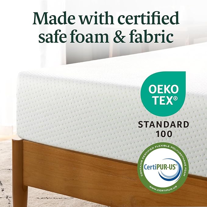 ZINUS 6 Inch Queen Green Tea Memory Foam Mattress [New Version], Fiberglass free, Medium Firm Feel, Zoned Pressure Relief, Certified Safe Foams & Fabric, Mattress in A Box