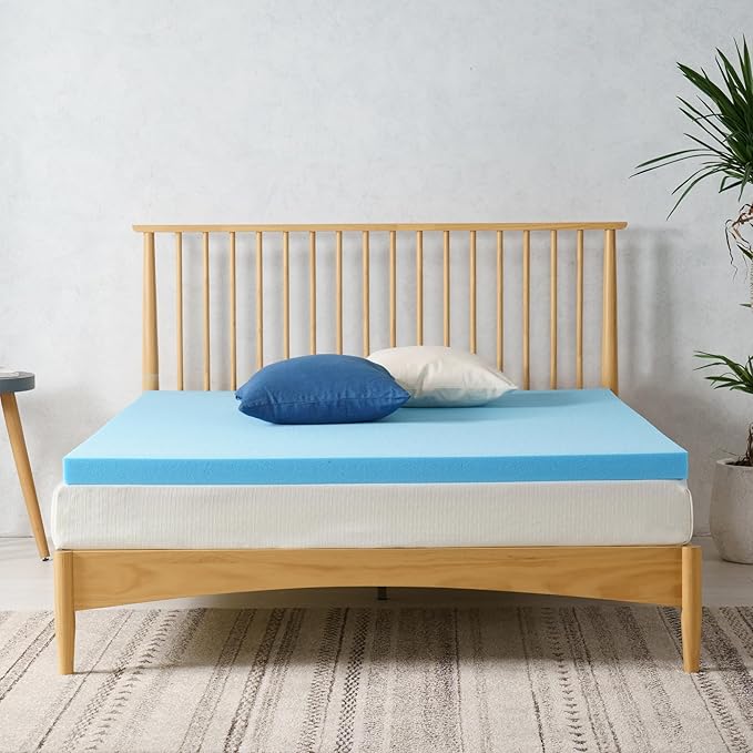 ZINUS 2 Inch Green Tea Cooling Gel Memory Foam Mattress Topper, Smaller, More Convenient WonderBox Packaging, Cooling Gel Foam, CertiPUR-US Certified. Twin