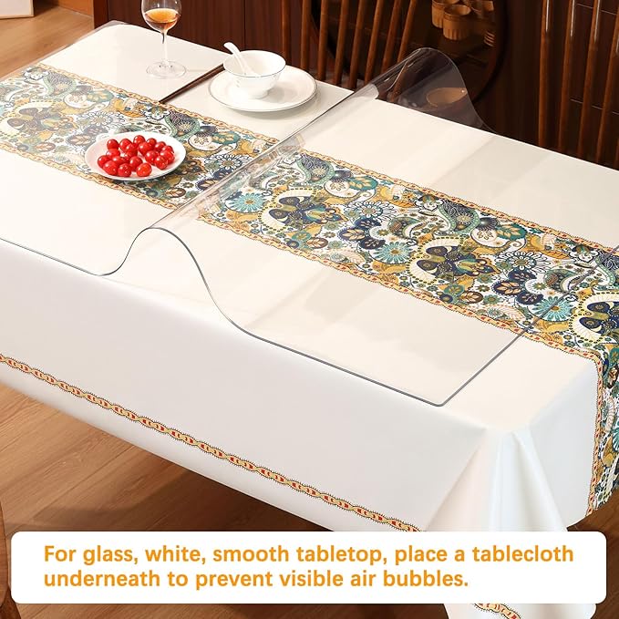 Clear Plastic PVC Table Protector Rectangular Desk Table Pad Mat for Office Computer Wood Furniture Coffee Kitchen Sofa Side Table Media Stand Countertop Protective Cover Waterproof Vinyl 28 x 36 Inch