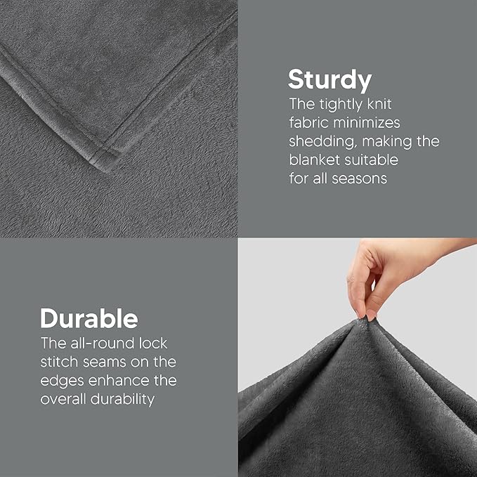 Utopia Bedding Fleece Blanket Twin XL Size Grey 300GSM Luxury Anti-Static Fuzzy Soft Microfiber Dorm Bed Blanket (90x76 Inch)