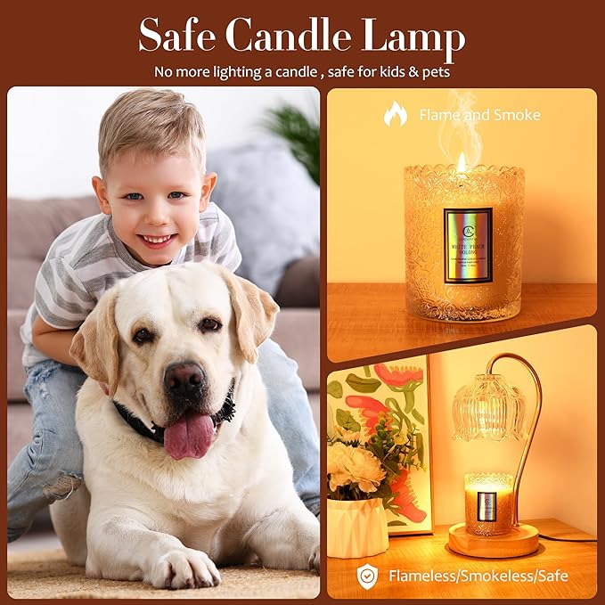 Dimmable Flower Candle Warmer Lamp with Timer - Fits All Jar Scented Candles - Christmas & Mother's Day Gift for Women，Mom