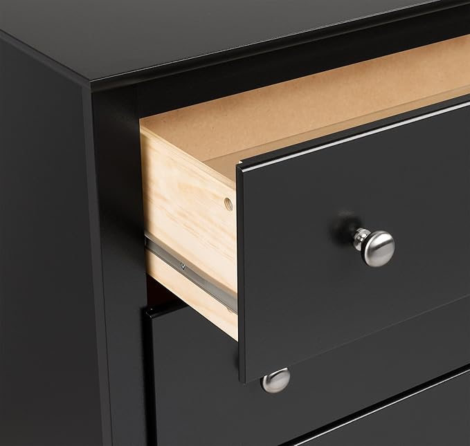 Prepac Sonoma 2 Drawer Nightstand: Elegant Bedroom Furniture, Bedside Table with Open Shelf, 23.25"W x 16"D x 28"H, Black