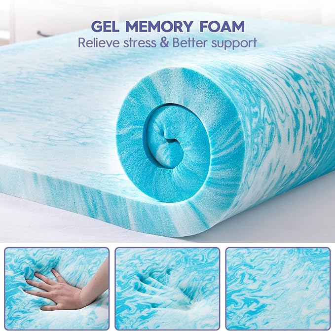ABENE Twin XL 3 Inch Dual Layer Memory Foam Mattress Topper for College Dorm, 2 Inch Memory Foam Plus 1 Inch Pillowtop Mattress Pad with Deep Pocket, Soft Support for Pressure Relief, Black