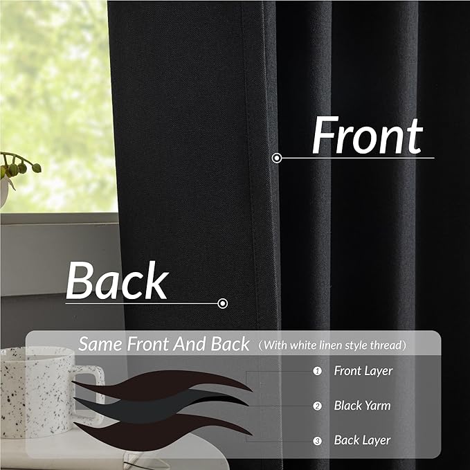 KangBang Extra Wide Pinch Pleated Blackout Curtains 84 Inch Length 2 Panels Set, Thermal Insulated Linen Curtains for Sliding Door Living Room, Modern Pleat Draperies with Hooks,60x84, Black